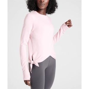 Athleta Samsara Side Tie Long Sleeve Sweatshirt Pink Medium